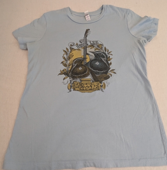 Amos Lee Concert Cap Sleeve Tee Featuring Birds and Guitar Neck XL - Picture 2 of 6